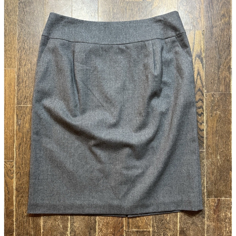 Talbots‎ Skirt Stretch Fabric Made In Italy Size 8 (W31xL23) Gray Wool Lined